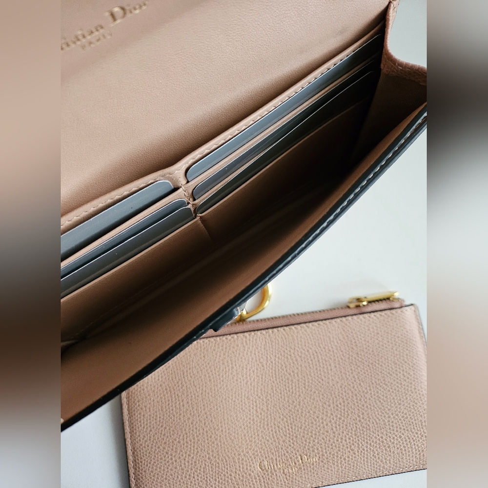 AUTHENTIC Christian Dior Saddle Long - Nude Pink Wallet-on-chain Crossbody - Picture 2 of 9